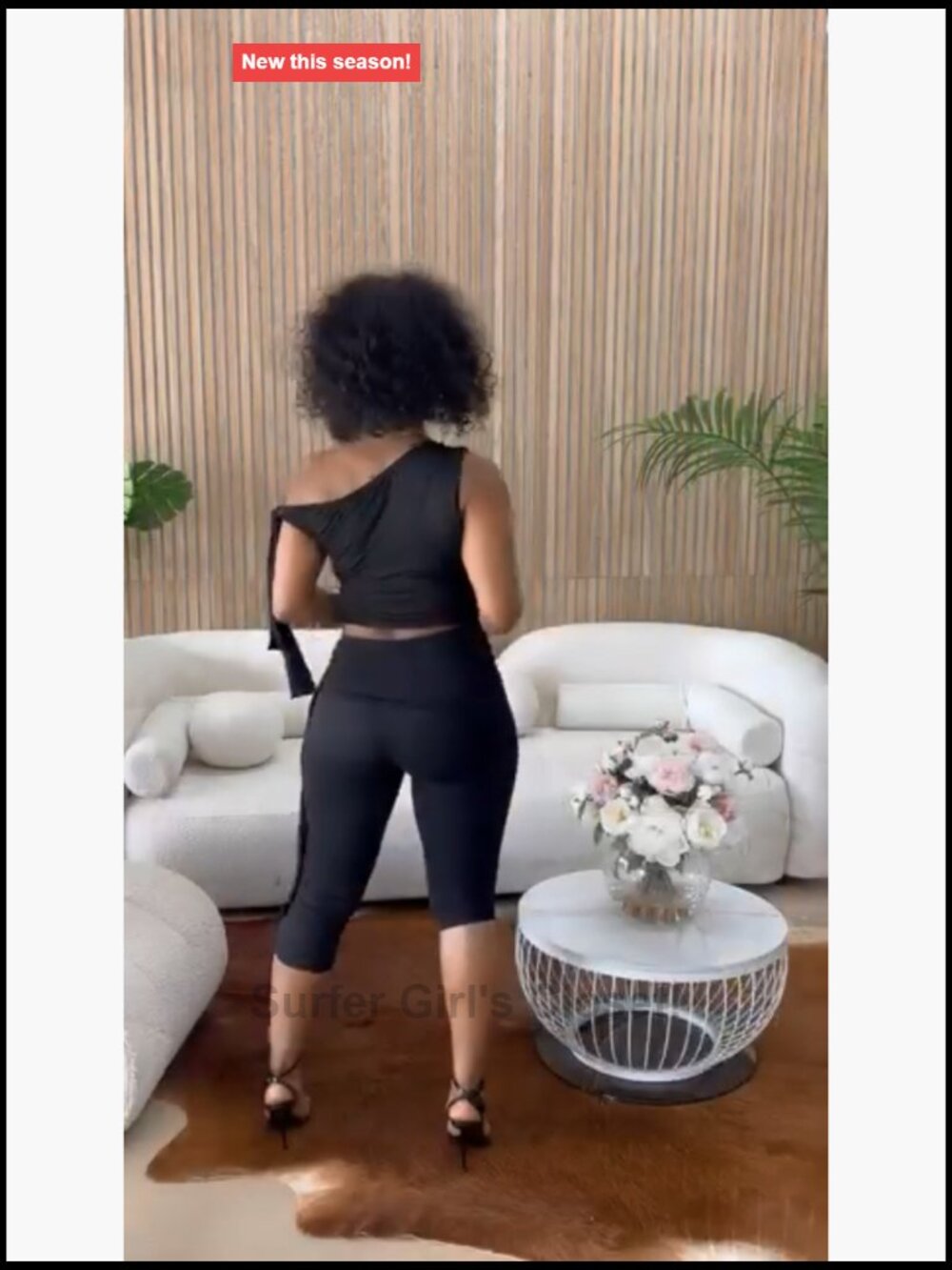Sexy One Shoulder Capri Set Sleeveless Crop Top Bodycon Pant Set 2 Piece Outfit - Picture 7 of 7